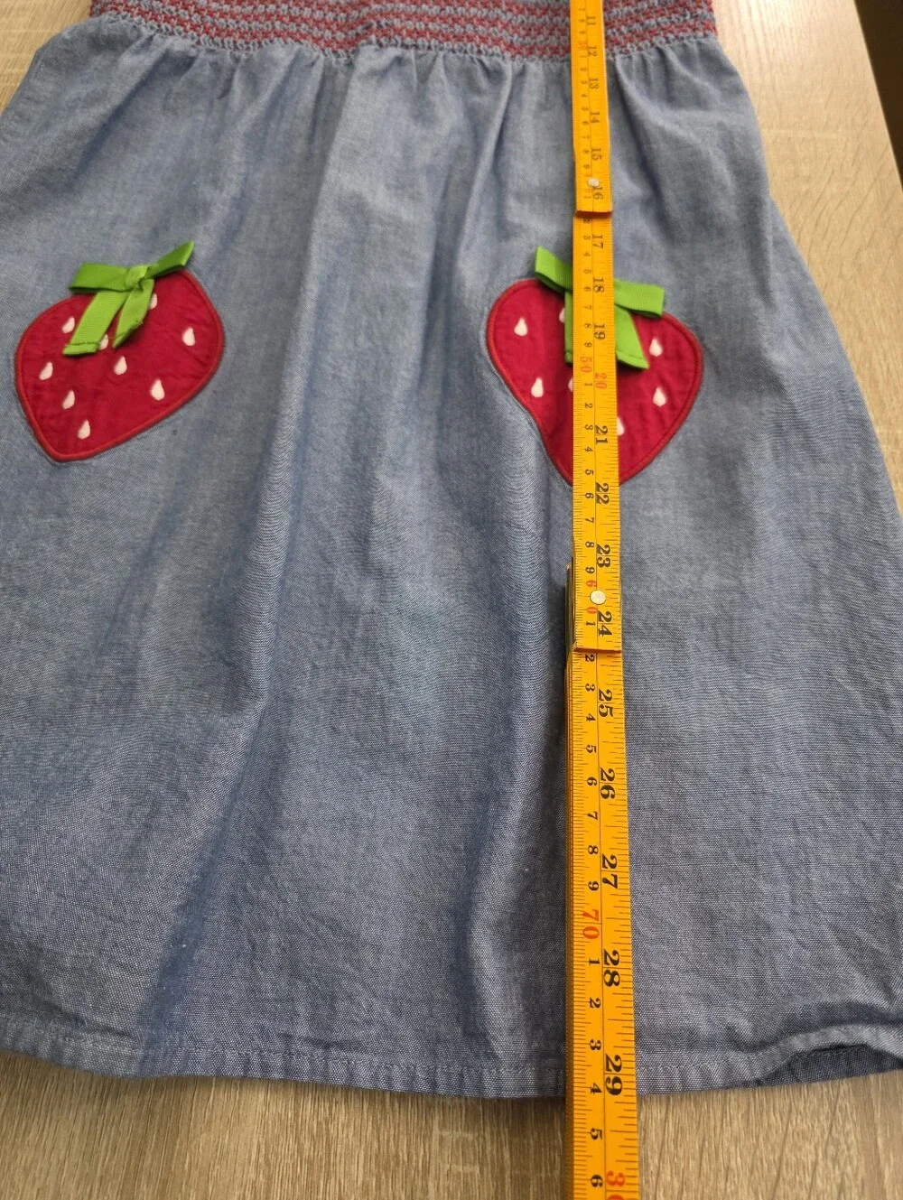 Gymboree Girls Strawberry Sweetie Blue Chambray Dress Size 12